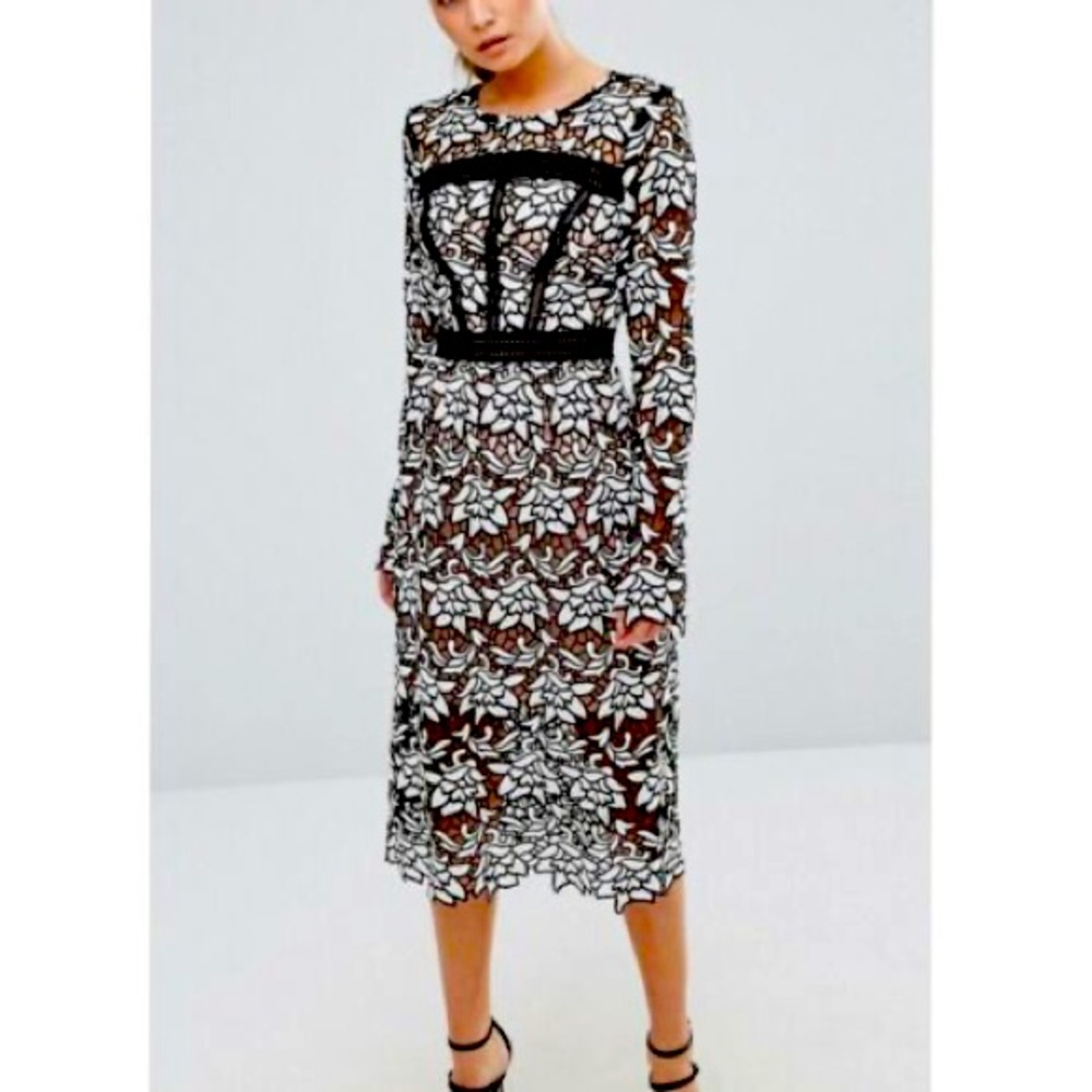 True Decadence Premium Lace Midi Dress Black And Nude Size XS